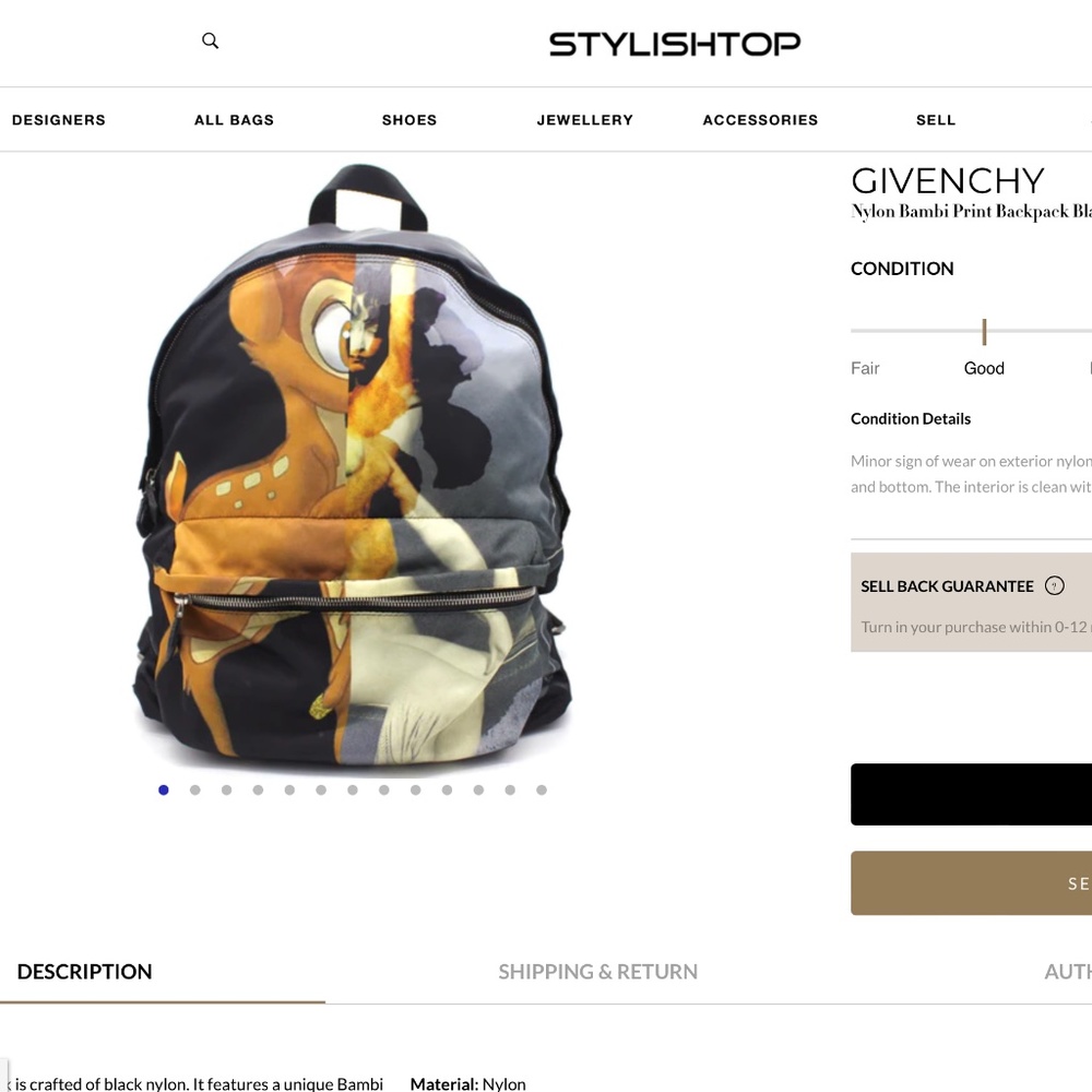 Backpack Nylon Black Bambi